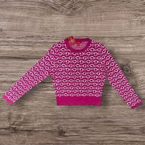 Guess Logo Jalee Long Sleeve Sweater Anemone Bloom Multi Pink Women’s Size Large